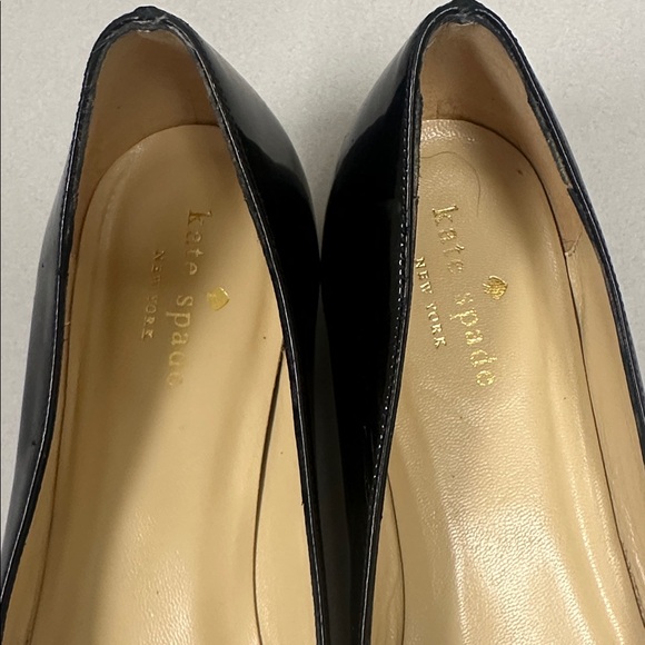 Kate Spade Dina Black Patent Bow Rhinestone Block Heels 7.5B - Picture 3 of 9